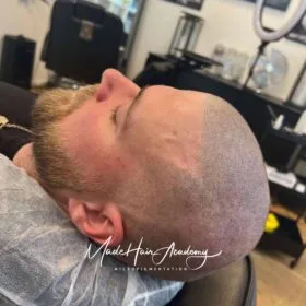 Hårbotten tatuering på man, 37 år, utförd hos Made Hair Academy i Göteborg – ledande klinik för diskret hårtatuering i Sverige