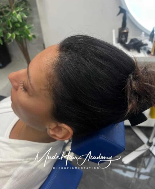 Hårpigmentering på kvinna, 38 år, utförd hos Made Hair Academy Göteborg – expert på kvinnlig hårtatuering i Sverige